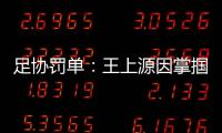 足协罚单	：王上源因掌掴郭田雨 将停赛3场