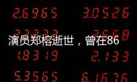 演员郑榕逝世，曾在86版电视剧《西游记》中扮演太上老君